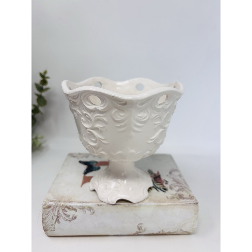 Vintage National Potteries Cleveland Pottery White Planter Vase Cottagecore